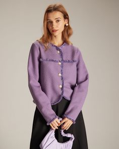 Free shipping on orders over $69. Shop The Purple Crew Neck Single Breasted Jacket - purple - xs,s,m,l,xl at RIHOAS. Single Breasted Jacket, The Purple, Single Breasted, Crew Neck, Purple, Free Shipping