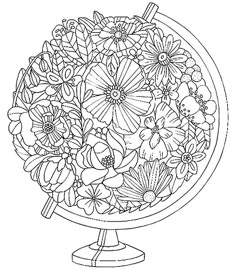 a vase filled with flowers on top of a white background, outlined in black and white