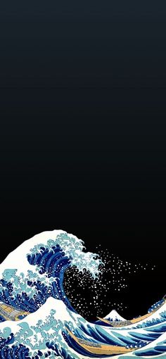 an image of the great wave in the night sky