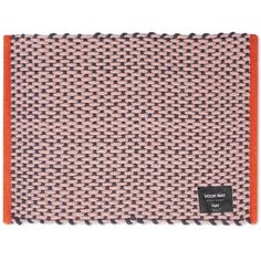 a pink and black houndskind scarf with an orange border on the bottom corner