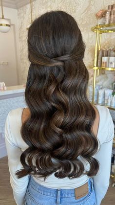 Modern Bride Hairstyles Half Up Half Down, Elevated Half Up Half Down, Half Up Wedding Hair Long, Romantic Wedding Hair Half Up, Half Up Half Down Waves, Bride Hairstyles With Bangs, Fancy Half Up Half Down Hair, Simple Half Up Half Down Hairstyles, Bridal Hair Half Up Half Down