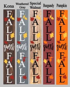 four fall bookmarks with the words fall, sweet sweet sweet