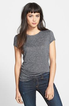 rag & bone/JEAN 'The Classic' Cotton Tee available at #Nordstrom Bangs 2022, Nordstrom Outfit, Baby Pony, Long Face Shapes, Baby Bangs, High Hair, Long Face Hairstyles, Short Bangs, Long Dark Hair