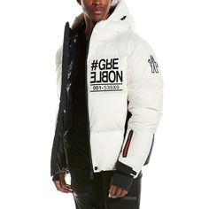 About The Brand: Practical And Fashionable Outerwear From The Slopes To The Streets. Grenoble Puffer Down Jacket In White With Hooded Back, Chin Guard, Two Zippered Front Pockets, Inner Cuffs, Zippered Pocket At Left Sleeve, And Inner Snowskirt At Hem Approximately 28in From Shoulder To Hem Model Is 6'2 And Is Wearing A Size 1. Measurements May Vary Slightly By Size. Zipper Closure Medium Weight Shell: 100% Nylon Lining: 100% Polyester Fill: 90% Goose Down, 10% Feathers Machine Wash Our Products Beige Puffer Jacket, Beige Puffer, Hooded Rain Jacket, Moncler Jacket, Puffy Jacket, Pharrell Williams, Padded Jacket, Casual Fall, The Streets