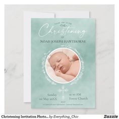 a birth announcement card with a baby's photo on the front and back side