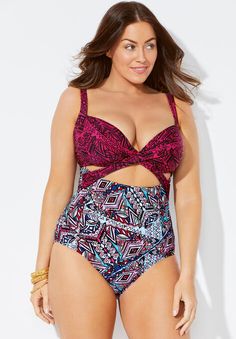 Cut Out Underwire One Piece Swimsuit | Catherines Swimsuits For Curvy Women, Romantic Poses, Pluse Size, Women In Their 30s, Underwire One Piece, Underwire Swimsuit, Plus Size One Piece, Trendy Swimwear, Swimsuits For All