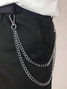 1pc New Pants Chain, Simple Retro Design, Fashion Men's Pants Chain Jeans Chain Punk Hip-Hop Pants Chain Waist Chain , Double Chain Design Fashionable And Practical, Suitable For A Variety Of Trouser Type Multicolor Casual   Zinc Alloy Plain Trouser Chain   Kids Accessories, size features are:Bust: ,Length: ,Sleeve Length: Chain Outfit, Chain Jeans, Chain Pants, Jeans Chain, Pants Chain, Silver Pants, Grunge Accessories, Pant Chains, Latest Clothes For Men