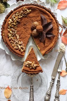 there is a pie with nuts on it