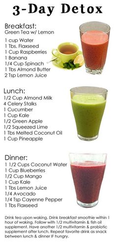 3-Day Detox Detox Breakfast, Resep Smoothie, 3 Day Detox, Smoothie Detox, Makanan Diet, Idee Pasto Sano