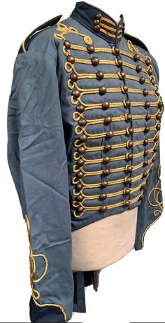 Hussar jacket Steampunk jacket Miltary jacket cosplay Tail jacket  This is an original SDL blue military army hussar tail jacket. Fully lined and high quality as can be expected by SDL a high quality garment. It has gold braiding with rustic metal buttons Available in XL chest 46" L chest 44"  M chest 42" Thank you for looking Sargent Pepper, Cosplay Tail, Steampunk Jacket, Sgt Pepper, Punk Pins, Army Jacket, Military Army, Historical Clothing, Mens Costumes