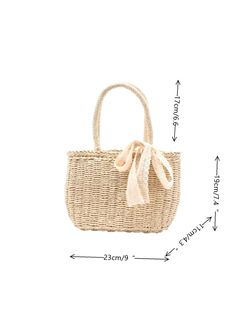 Minimalist Twilly Scarf Decor Straw Bag  - Women Satchels Simple Beige Bags For Summer, Simple Beige Shoulder Bag For Summer, Simple Summer Bags For Daily Use, Simple Rectangular Summer Bag, Simple Rectangular Summer Bags, Elegant Summer Straw Bag For Everyday Use, Elegant Everyday Straw Bag For Spring, Elegant Everyday Summer Straw Bag, Elegant Everyday Spring Straw Bag