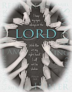 a group of hands surrounding the word lord