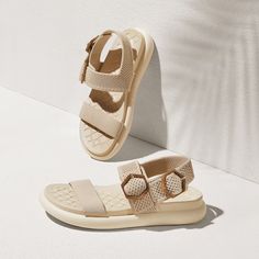 AdaptAll™ Sling Footbed Sandal (Isla), ALMOND, EU42 | VIVAIA Footbed Sandals, Almond, Slip On, Sandals