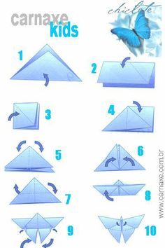 instructions for how to make origami airplanes with pictures on the front and side