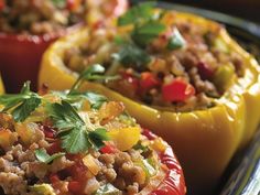 stuffed peppers with meat and vegetables on a plate