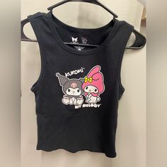 Brand New Without Tags Size Small Sleeveless Hello Kitty Print Top, Fitted Black Hello Kitty Top, Fitted Black Hello Kitty Print Top, Fitted Black Top With Hello Kitty Print, Black Hello Kitty Print Top For Spring, Black Hello Kitty Spring Top, Tank Top, Womens Tops, Tank Tops