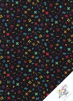 a black background with multicolored crosses and numbers on the bottom half of it