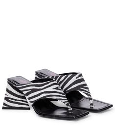 Designed with chunky block heels and low-cut vamps, The Attico's Devon sandals are a prerequisite for glamorous nights out. Presented here in zebra-print suede, they're sure to make a statement. The Attico Mules Outfit, The Attico Mules, The Attico Heels, Luxury Chic Snake Print Heels, Summer Zebra Print Beachwear, Mid Heel Sandals, The Attico, Chunky Block Heels, Goat Leather