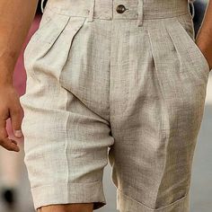 Shorts Linen, Streetwear Mode, Baggy Shorts, Work Shorts, Sleeves Clothing, Mens Chinos, Shorts Summer, Pleated Shorts, Pleated Pants