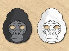 two masks with gorilla faces on them