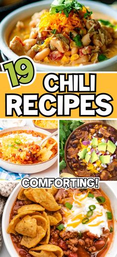 the top ten chili recipes for comforting, including tortilla chips and salsa