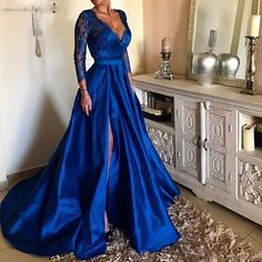 Deep V-Neck Elegant Woman Prom Dress Sexy Length Side Slit Fashion Pri – Global Fashions GC Royal Blue Prom Dress One Sleeve, Prom Dresses Blue Royal Lace, Royal Blue And Silver Dress Formal, Lace Royal Blue Prom Dress, Luxury Royal Blue Prom Gown, Prom Dresses Long Blue Royals Mermaid Formal Evening Gowns, Cheap Royal Blue Evening Dress, Royal Blue Dress Formal Party Gowns, Royal Blue Plus Size Wedding Dress