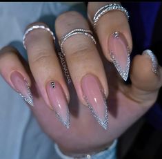 Acrylic Nails Almond Shape, Acrylic Nails Stiletto, Engagement Nails, Milky Nails, Fancy Nails Designs, Stiletto Nails Designs, Blush Nails, Acrylic Nails Coffin Short