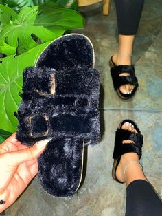 Step up your sandal game with the Victoria Furry Double Band Sandal! Featuring a unique double back design and cozy fur lining, these black sandals will keep you stylish and comfortable all day long. (Paws-ibly the best sandals ever!) Black 7, Back Design, Strap Sandals, Trinidad And Tobago, Black Sandals, Step Up, Heeled Boots, Sandals Heels, Adjustable Straps