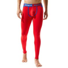 Color Block U Pouch Gym Pants - Red - 3L51588813 - Men's Clothing  #MensClothing #Men's #Clothing Elastane Training Bottoms Long Pants, Elastane Training Bottoms, Full Length Functional Elastane Bottoms, Functional Full Length Elastane Bottoms, Moisture-wicking Compression Long Pants, Functional Tight Elastane Pants, Tight Functional Elastane Pants, Functional Elastane Pants, Functional Tight Bottoms