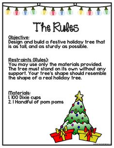 a christmas tree with presents on it and the rules