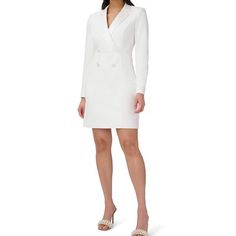 Bridal Tuxedo Dress Perfect For Courthouse Wedding, Engagement Photos, Bridal Events, Etc. Classic Tailored Wedding Dress, White Tailored Dress For Wedding, Tailored White Dresses For Formal Occasions, Tailored White Dress For Formal Occasions, Tailored White Dress For Work, Tailored White Workwear Dress, Tailored Elegant White Dress, White Tailored Long Sleeve Dress, Tailored White Long Sleeve Dress