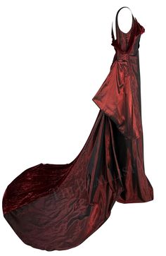 F/W 2006 John Galliano Burgundy Velvet Iridescent Satin Asymmetric Gown Train For Sale at 1stDibs Asymmetric Gown, Goth Wardrobe, Trains For Sale, Backless Gown, Burgundy Velvet, John Galliano, The Fall, Red Dress, Evening Dresses