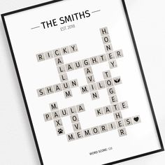 the smiths crossword puzzle poster on a white background with black and white lettering