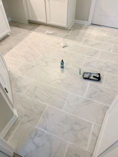 the bathroom floor is being remodeled and ready for tile work on it's walls