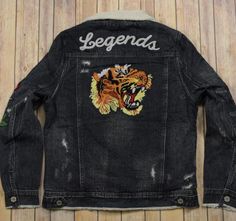 Men's Embroidered Jeans Jacket Fits true to size Designed in the U.S.A. Highest quality Outer 100% Cotton Liner 100% Polyester Embroidered Black Jean Jacket, Boyfriend Clothes, Jean Jacket Fits, Jacket Drawing, Luxury Shirt, Custom Jean Jacket, Sherpa Denim Jacket, Boyfriend Outfit, Embroidered Jean Jacket