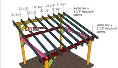 an image of a wooden structure with measurements for the top and bottom sections on it