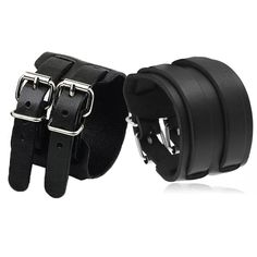 Feature: 100% High Quality And Brand New Retro Punk Rock Gothic Style Leather Bracelet, Heavy Wide Adjustable Cuff Buckle, Suitable For Most Wrist Size Best Present To Choose As Birthday/Holiday/Halloween/Christmas Gift Applicable People: Neutral, Unisex Material: Genuine Leather + Alloy   Color: Black Size: 27 x 5cm ( 10.5" x 2" ), 6 holes to adjust size,inside Dia:5cm-9cm. Package include: 1 x bracelet Holiday Halloween, Retro Punk, Cuff Bangle Bracelet, Gothic Style, Cuff Bangles, Bracelets And Charms, Leather Wraps, Gothic Fashion, Punk Rock