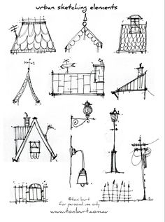 an image of urban sketching elements for children's playgrounds and play areas