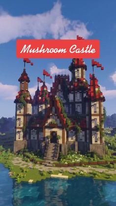 an image of a castle made out of legos with the words mushroom castle above it