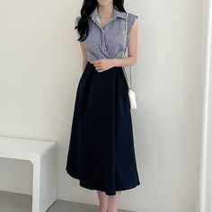 Shipping: Worldwide Express Shipping AvailableDelivery time: 7-15Days Fast ShippingReturns: Fast refund, 100% Money Back Guarantee. Blue Maxi Skirt, Sleeveless Vest, Vest Dress, Dress Long, Long Skirt, Contrasting Colors, New Product, Long Dress, Maxi Skirt