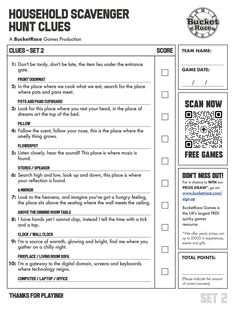 a printable scavenger sheet with instructions on how to use it