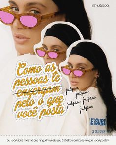 two women wearing pink sunglasses with the caption'come as nessas e espegam pelo de acece posta '