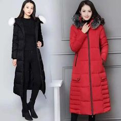 "Stay Cozy and Stylish: Women's Ultimate Winter Hooded Long Pocket Stitching, Long Sleeve Coat, Stylish Coat, Coat For Women, Red Coat, Long Style, White Fox, Mongolia, Botswana