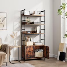 a living room filled with furniture and a book shelf