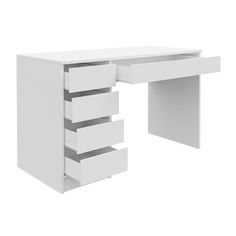 a white desk with drawers on it