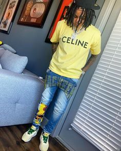 Black Studs Lesbians, Crystal Jeans, Celine Logo, Mens Dreads, Young Ma, Lesbian Outfits, Save Outfits, A Outfit, Logo Yellow