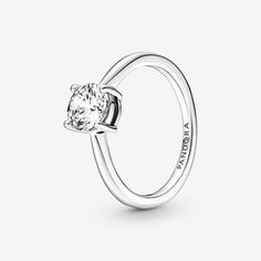 Pandora Sparkling Solitaire Ring - Size 9 | Sterling Silver | 190052C01-60 Pandora Rings On Hand Diamond, Pandora Logo, Ring Stacks, Tiara Ring, Bracelet Pandora, Pandora Rings, Jewellery Uk, Pandora Jewelry, Stackable Rings