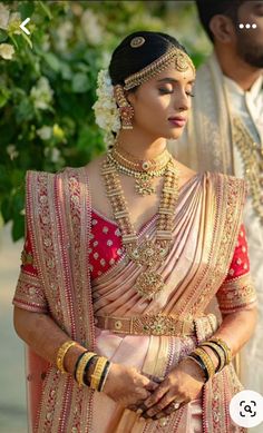 Indian Bride Engagement Look, Tamil Bridal Look, Saree Thoughts, Bride Reference, South Indian Bride Jewellery, South Indian Bridal Jewellery