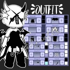 an image of a cartoon character next to a keyboard with the words'outfit'written on it