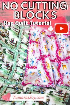 the video shows how to make no cutting blocks rag quilt